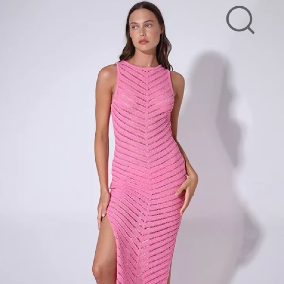 Shani Shemer Swimwear Retrofete Designer Kate Crochet Knit Midi Dress Barbie - Picture 8 of 17